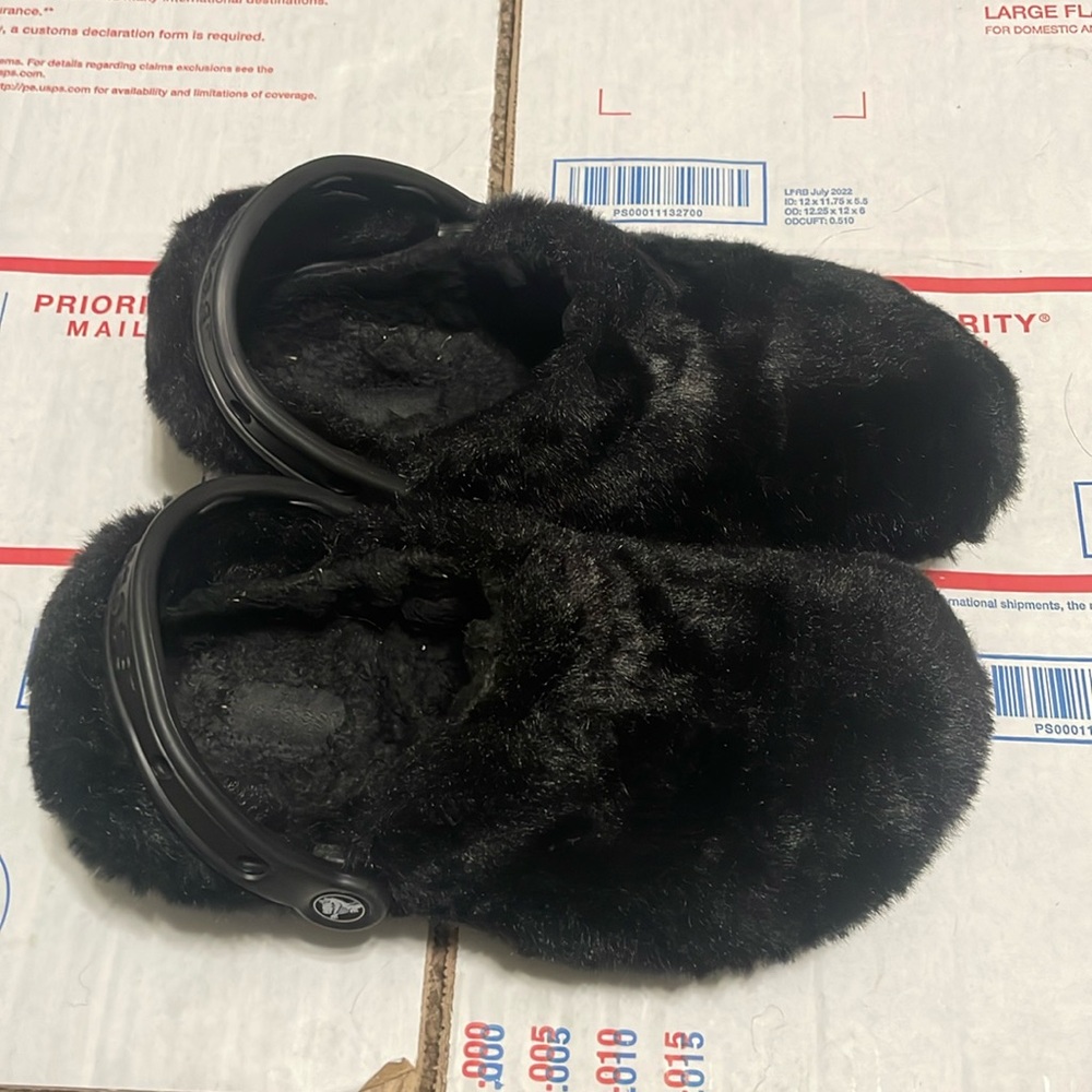 Fur lined and covered authentic crocs